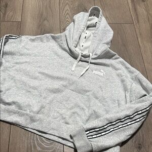 Puma Light Gray women Hoodie with Logo Tape